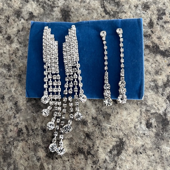 Elegant Silver Crystal Drop Earrings - Picture 2 of 3